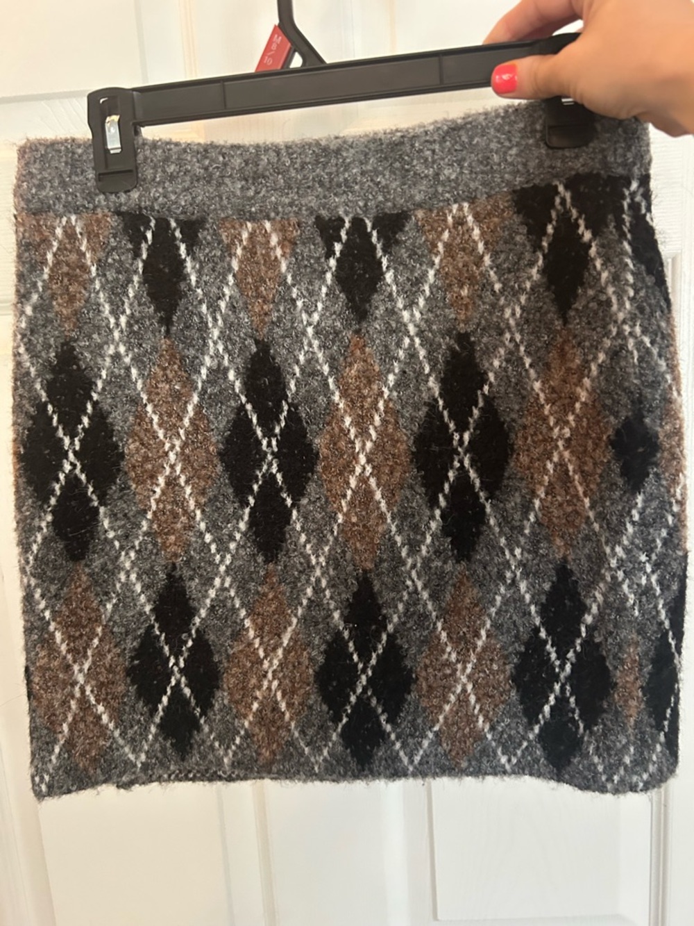 GREY LAB Argyle Knit Mini Skirt in Grey, Brown & Black
